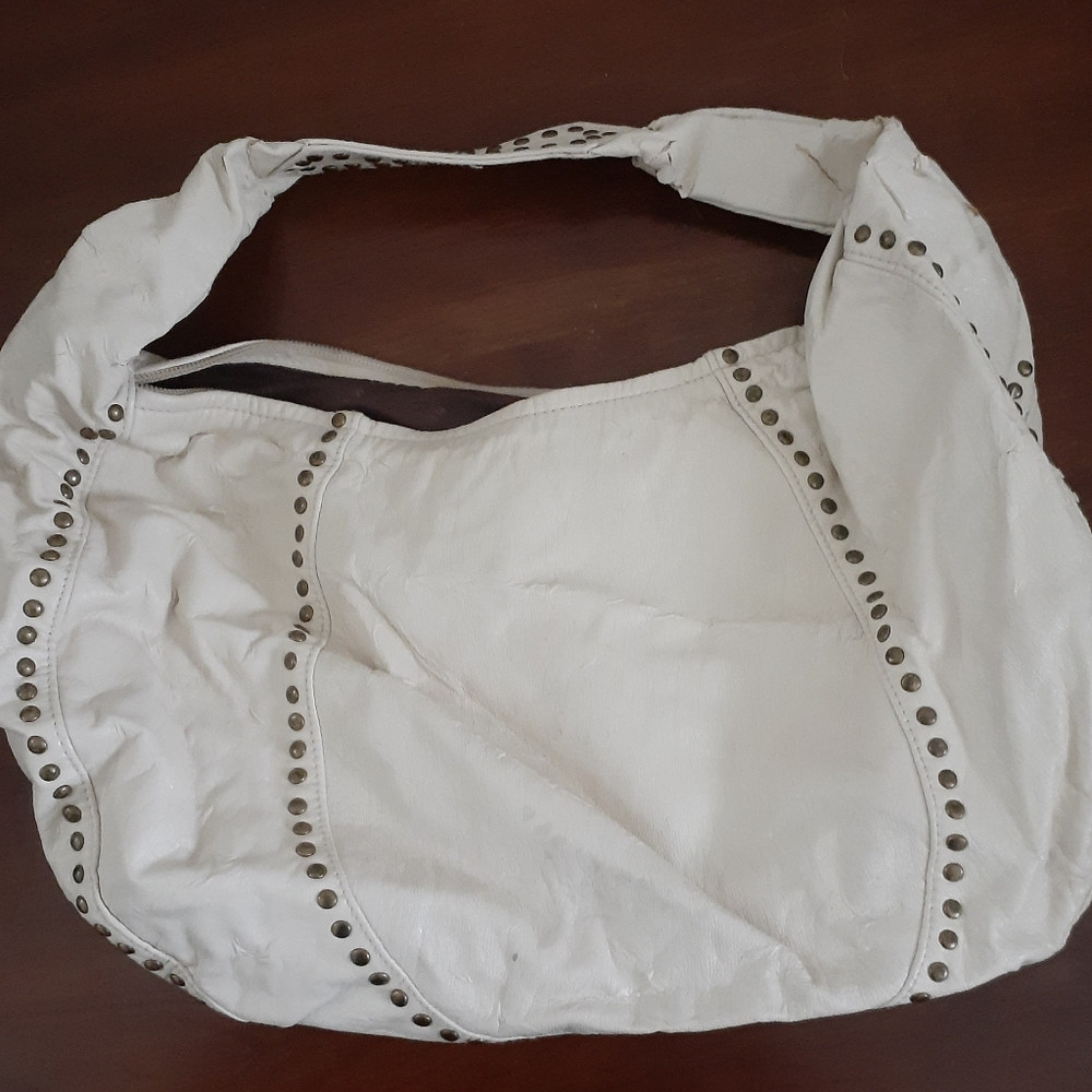 White faux leather purse
